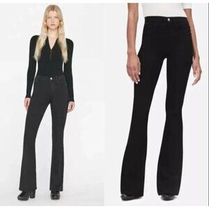 Frame Womens 30 Black Stretch Le High Flare Denim Jeans